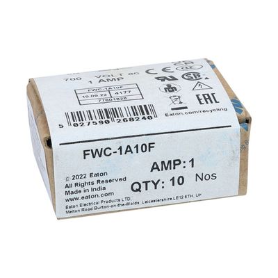 Mükemmel Bisiklet Gücü ve Performansı Cramic Fuse Eaton Bussmann 10 X 38 mm Ferrule Fuse FWC-1A10F