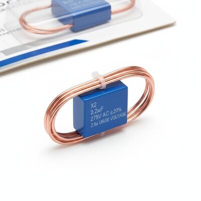 X2 Güvenlik Kapasitörü Kalaylı Bakır Kurşun Tel Malzemesi Kapasitans Toleransı Artı Eksi Yüzde 20 Anma Ani Gerilimi Anma Geriliminin 2.5 Katı